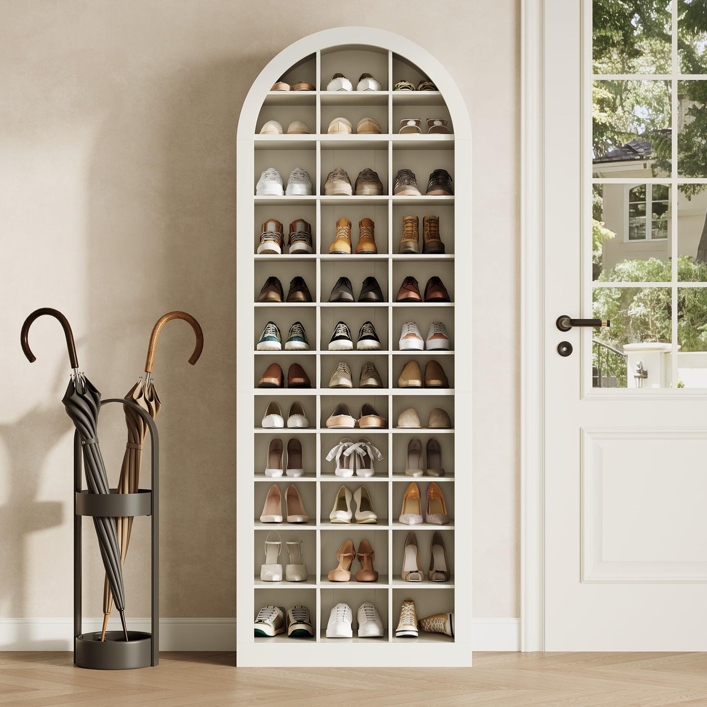 LITTLE TREE 12-Tier Shoe Storage Cabinet Set of 2, Freestanding Tall Entryway Shoe Organizer with 36 Cubbies, 70.9'' White Wooden Shoe Rack Cabinet for Closet, Entryway, Living Room
