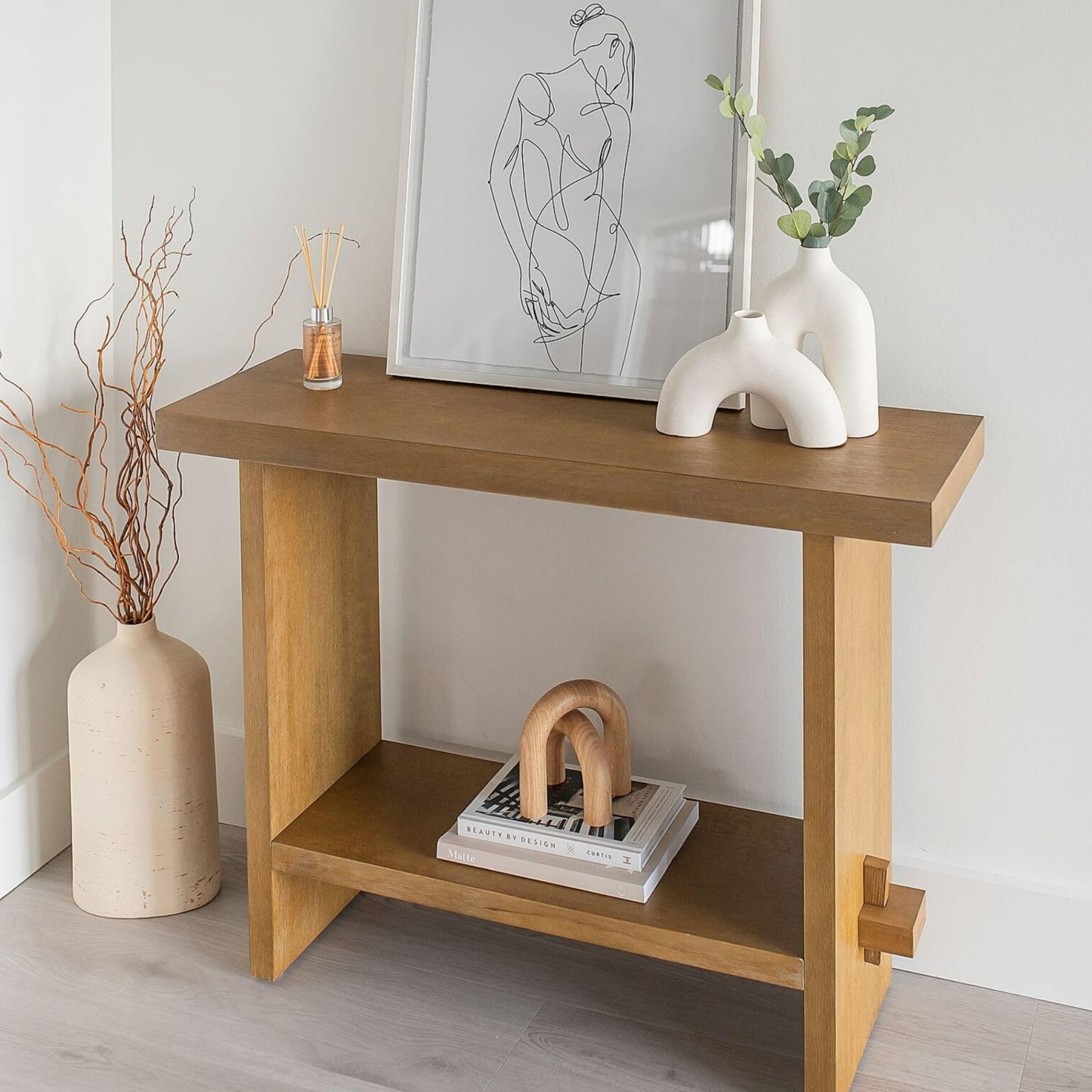 Nathan James Virgo Wood Accent Storage Console Sofa Table, for Entryway, Hallway or Living Room, 1, Light Brown