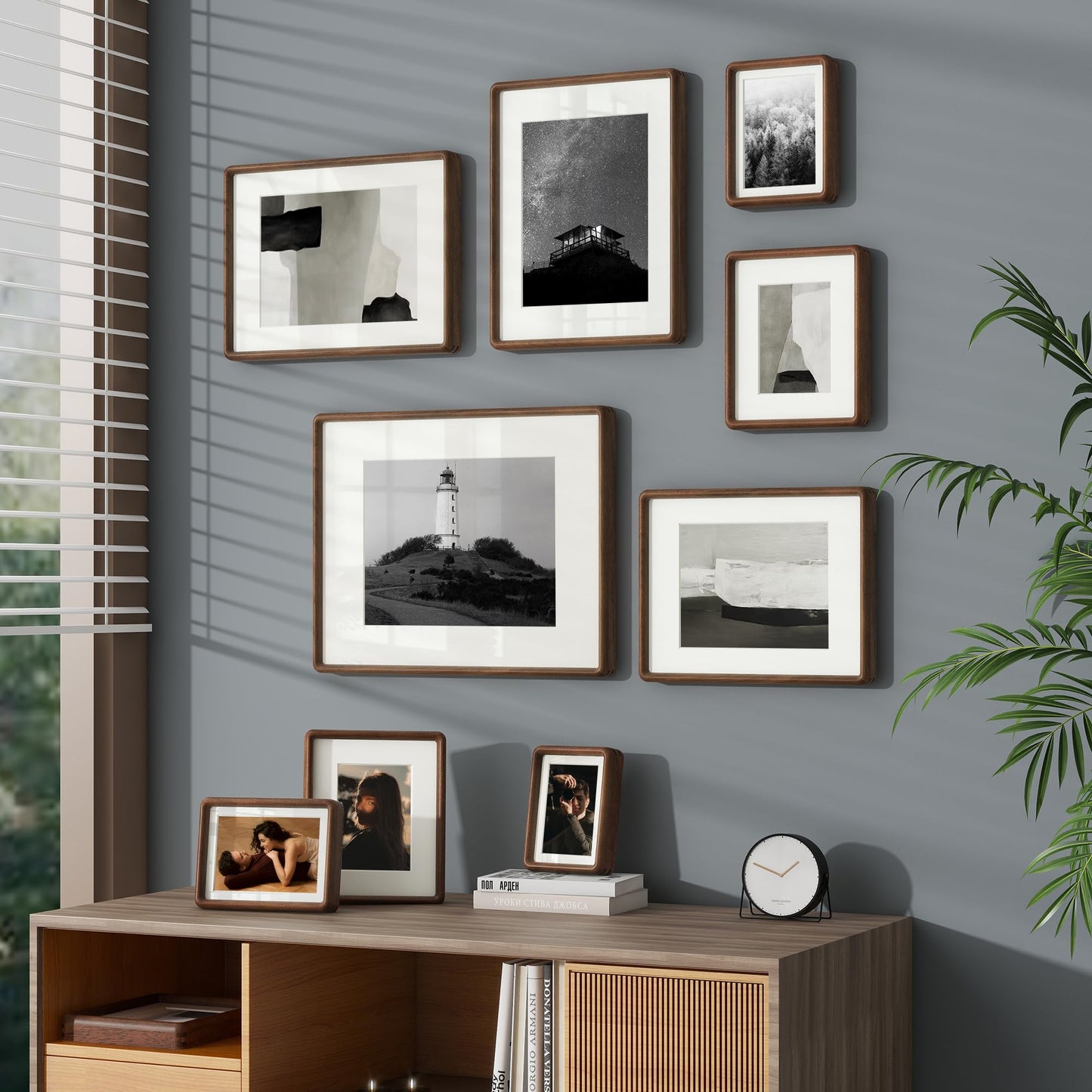 Venusmiles 8x10 Picture Frame, USA-Sourced Natural Walnut Wood Photo Frame with Tempered Glass, Handcrafted Rounded Corner 8 x 10 Wooden Frame Matted to 5x7 Photo, Wall or Tabletop Display