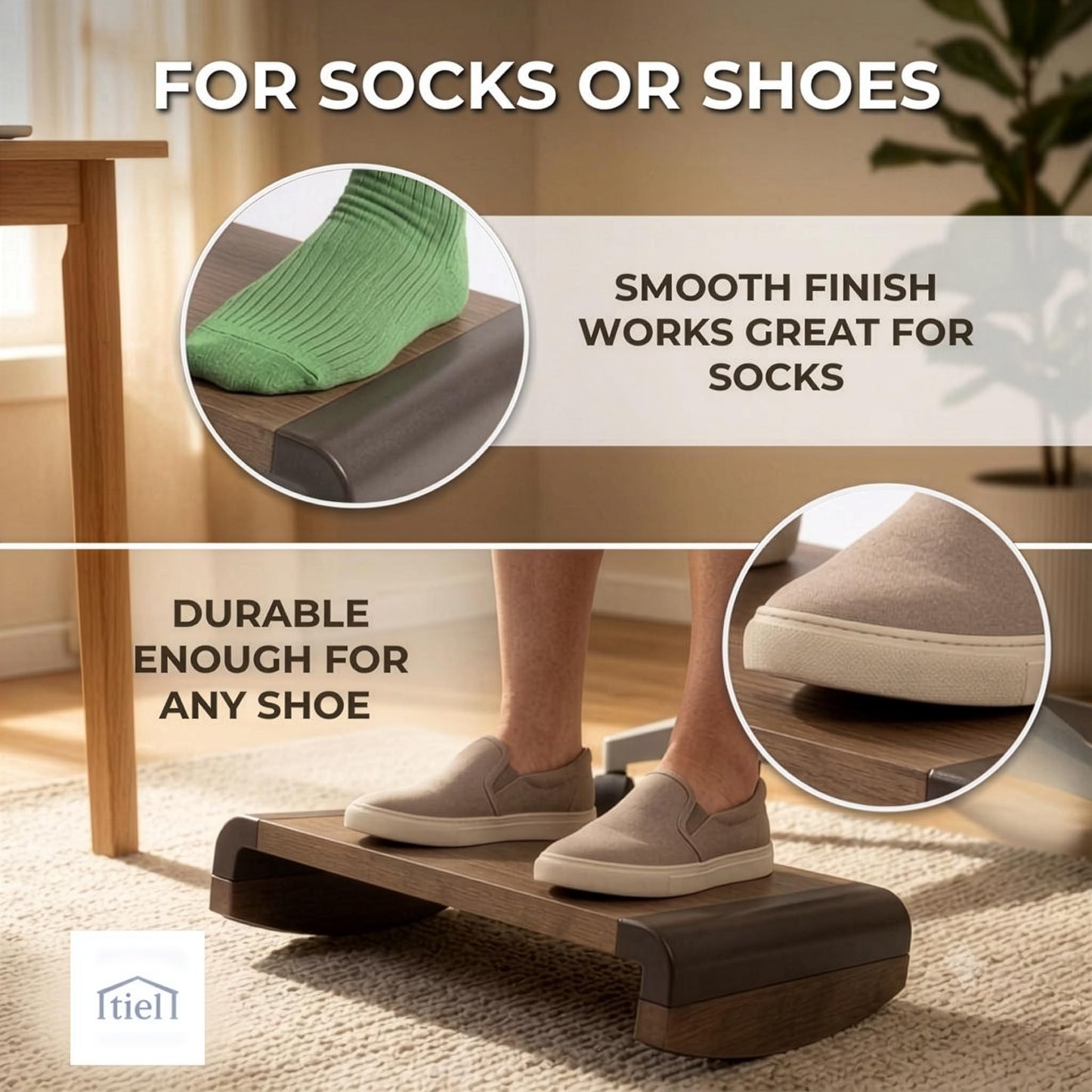 Tiel Ergonomic Foot Rest for Under Desk at Work, Rocking Footrest with Comfort Support, Office Foot Stool for Desk Chair, Leg Rest Stand for Home and Remote Office