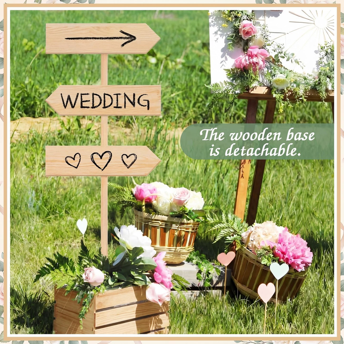 Chunful Wooden Blank Arrow Signs with Stakes, Wood Blank Directional Yard Sign for Outdoor Lawn Patio Yard Garden Weddings Birthday Party Guidepost Decorations(Natural Wood,53 Inch)