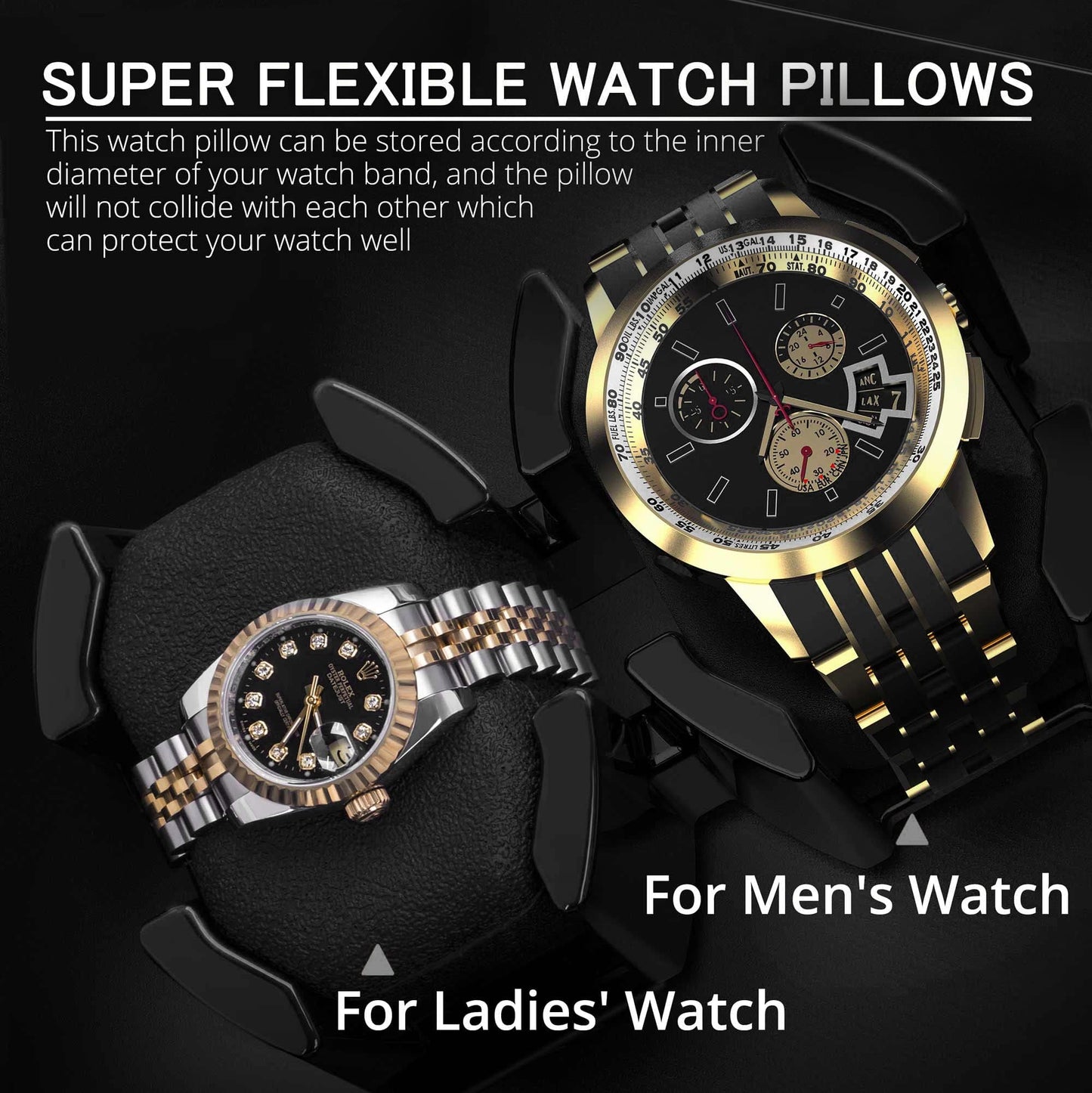 Watch Winder for 4 Automatic Watches, with Extra 6 Watch Storages, LED Illumination, Wood Shell Piano Finish, Silent Motor, Flexible Watch Pillow and USB Cable