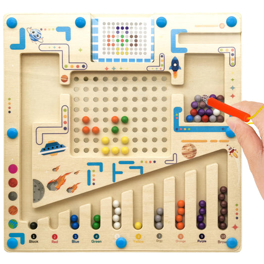 PHIELEY Alzheimers Products for Elderly, Memory Care Activities for Seniors, Magnetic Color & Number Matching Dementia Puzzles for Parkinson Patient, Fidget Sorting Sensory Cognitive Gift Maze Board