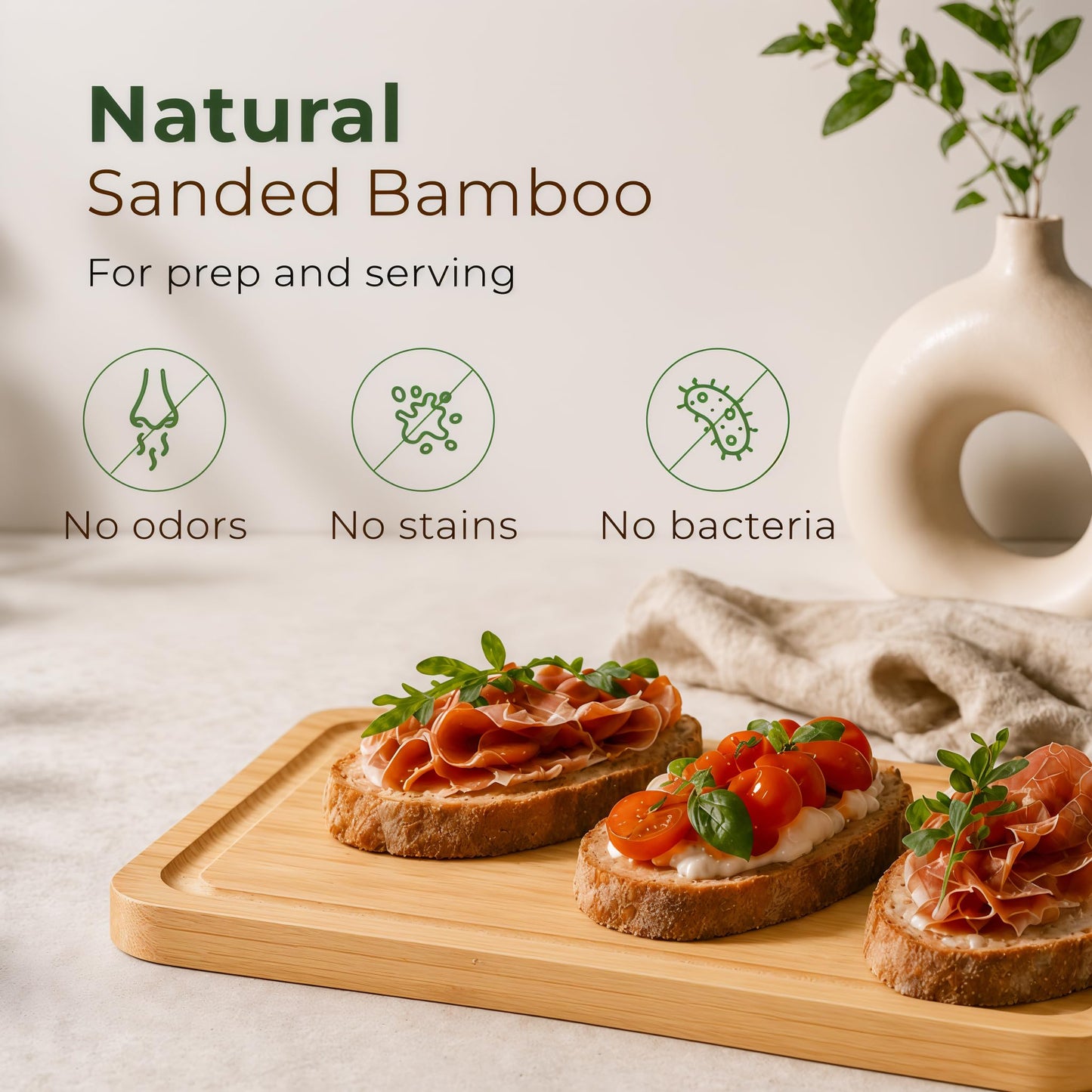 Bamboo Cutting Board Set of 3 - Thick & Durable Wood Cutting Boards with Deep Juice Grooves & Build-in Handles, Large Surface, Easy to Clean – for Meat, Vegetables and Fruits (Set of 3 with Holder)