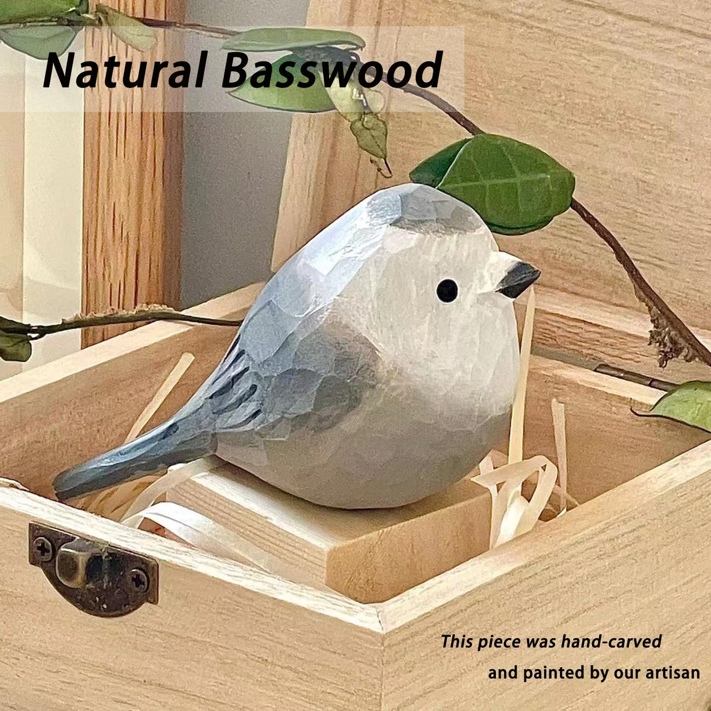 WEAUSUP Hand Carved Wooden Bird Figurine Gift for Family