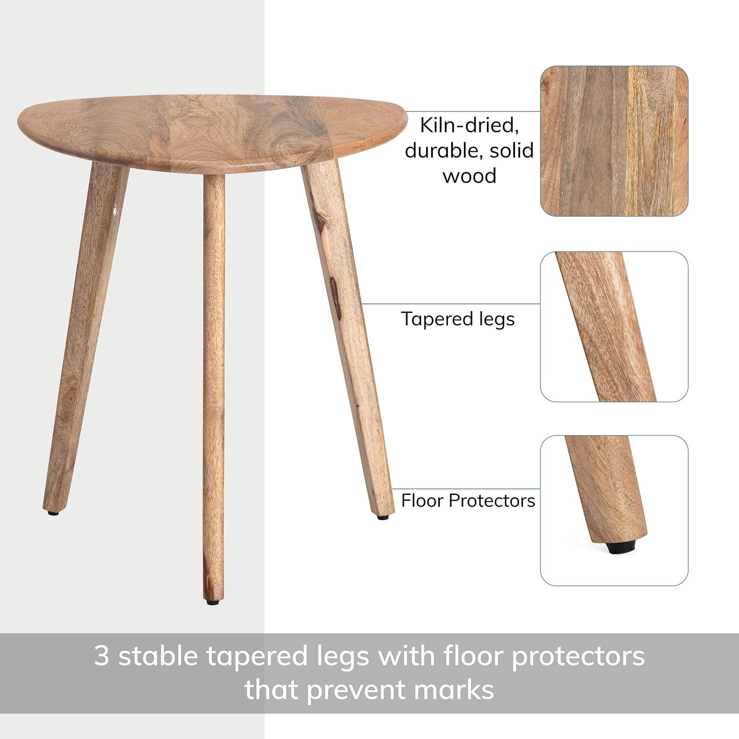 MH London Side Table - Wandsworth Wooden End Table - Exclusively Designed Hand Crafted Large Tables - Contemporary Triangle End Table for Living Room, Bedroom Bedside Tables and Office, Natural