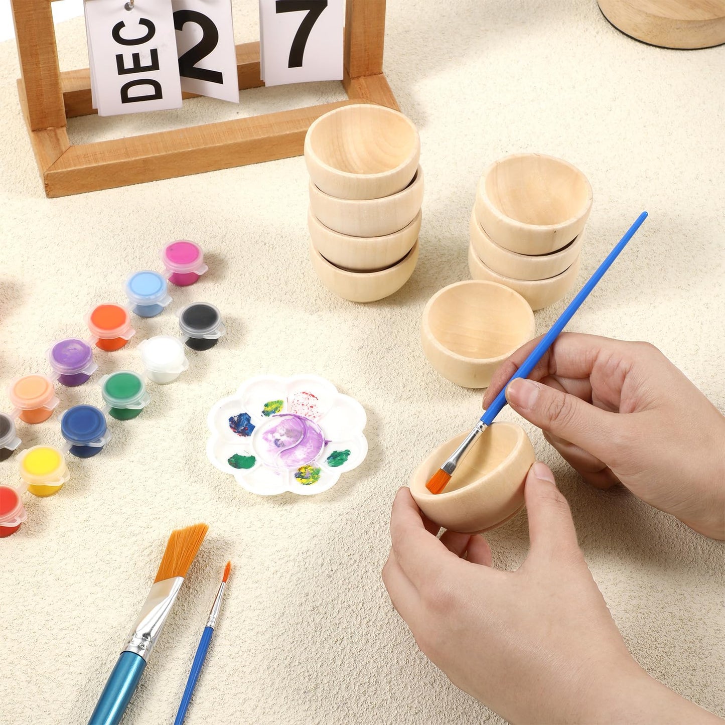 Lyksgir 40pcs Wooden Pinch Bowls, Wood Small Bowls, Mini Unfinished Bowl Set, Mini Round Bowl for Dipping Nuts, Dipping Sauce, Spice, Snacks, Candy, and Home Decor, 1.2 x 2.2 Inches