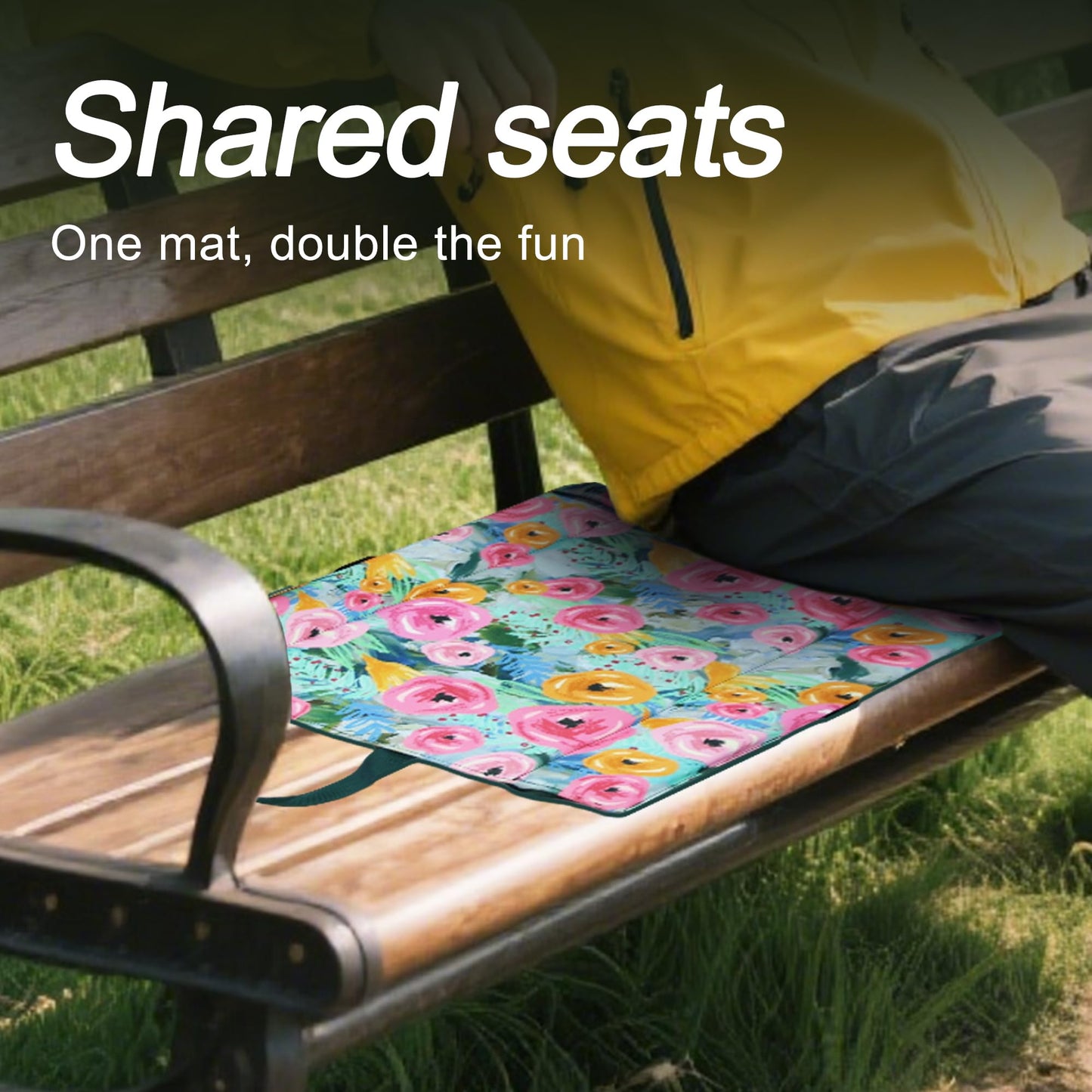 JLDTOP Floral Foldable Bleacher Seat Waterproof Portable Stadium Cushion (Green Floral)