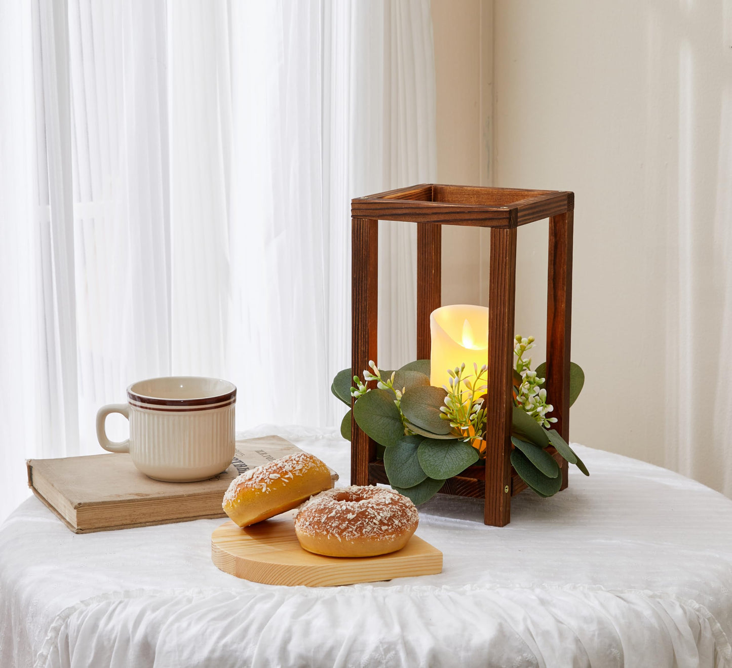 Neoflavie 20 Set Wooden Wedding Lantern Centerpiece, Lantern Candle Holder for Farmhouse Candle Lantern for Table Fireplace, Perfect for Table Decoration & Country Barn Weddings(No Candles & Flowers)