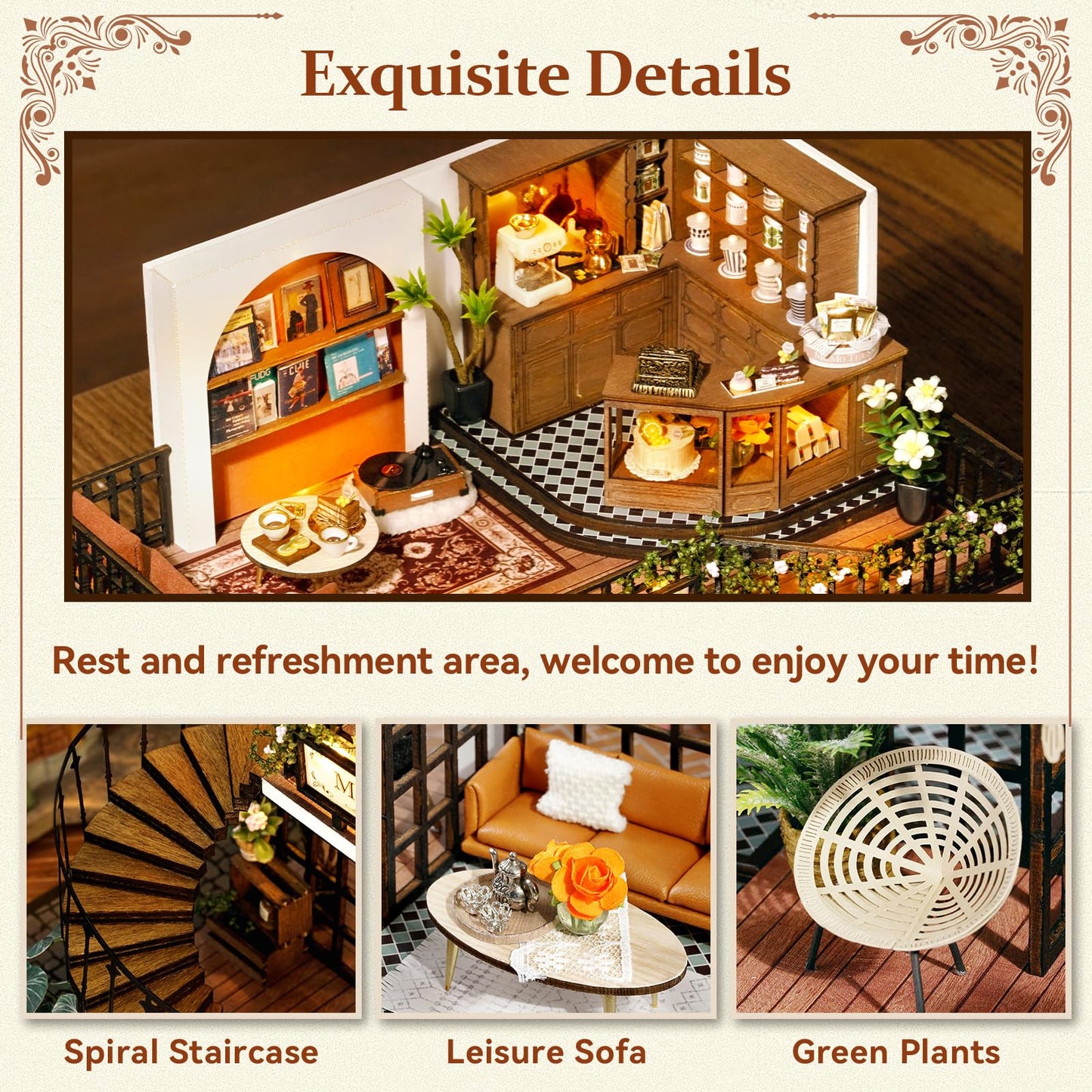 Hallisun DIY Miniature House Building Kits, Romantik Villa and Momo Tea House 3D Wooden Dollhouse Toys, Birthday Festival Gift for Teens Adults with Dustproof Covers