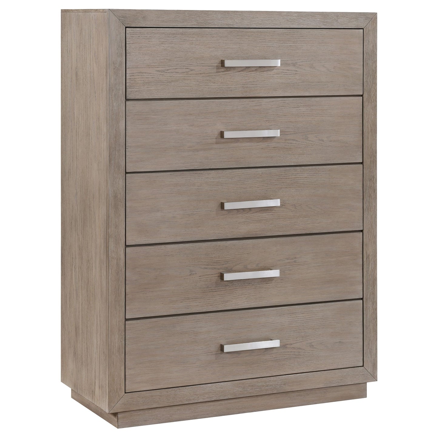 Coaster Home Furnishings - Kenora - Wood - 5-Drawer Chest with Chrome Bar Pulls, Mitered Trim and Recessed Base - Transitional - Bedroom - Barley Brown - 224855