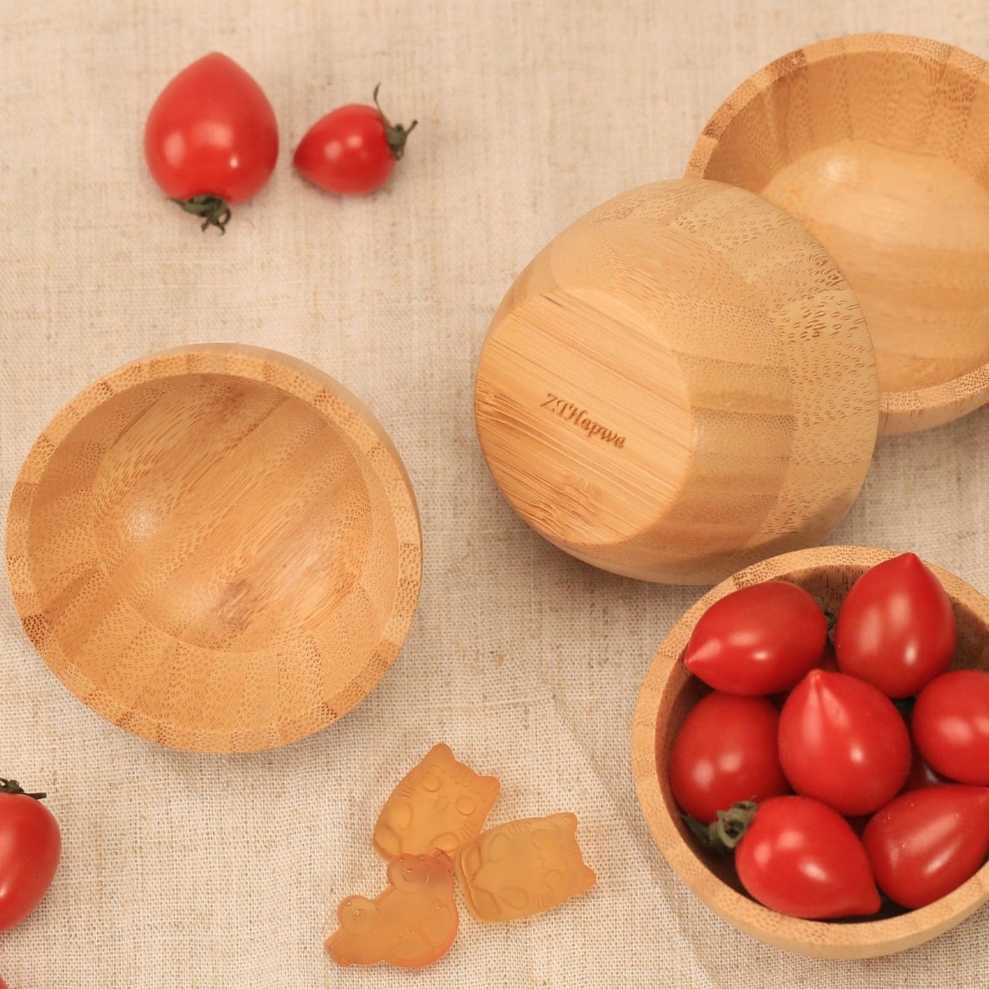 ZTHapwa Bamboo Wooden Bowls Set of 6, 3 Inch Small Serving Bowls for Snacks/Appetizers/Side Dishes/Charcuterie Board, Dipping Sauce Bowl for Condiments, 4 oz Bamboo Wood Ramekins, Reusable & Handmade