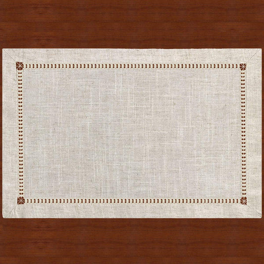 Grelucgo Handmade Hemstitched Table Placemats, Rectangle 12x18 Inch Set of 6, Natural Color