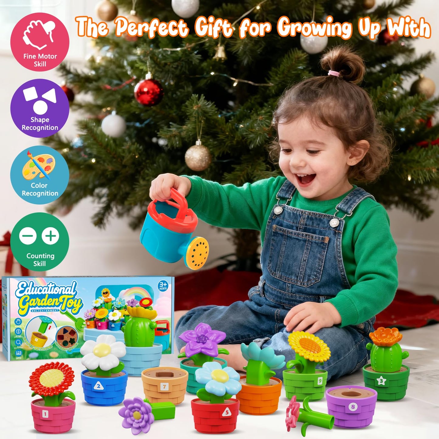 Montessori Flower Garden Building Toy for Toddlers, Kids Gardening Set