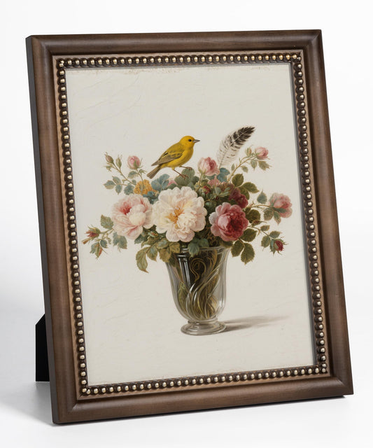 Sonefreiy 8x10 Picture Frame Vintage Wood Wooden Picture Frames Antique Brown Gold Beads Photo Frame Tabletop and Wall Hanging Artwork Painting Living Room Wall Decor Gift for Family Grandma Mom