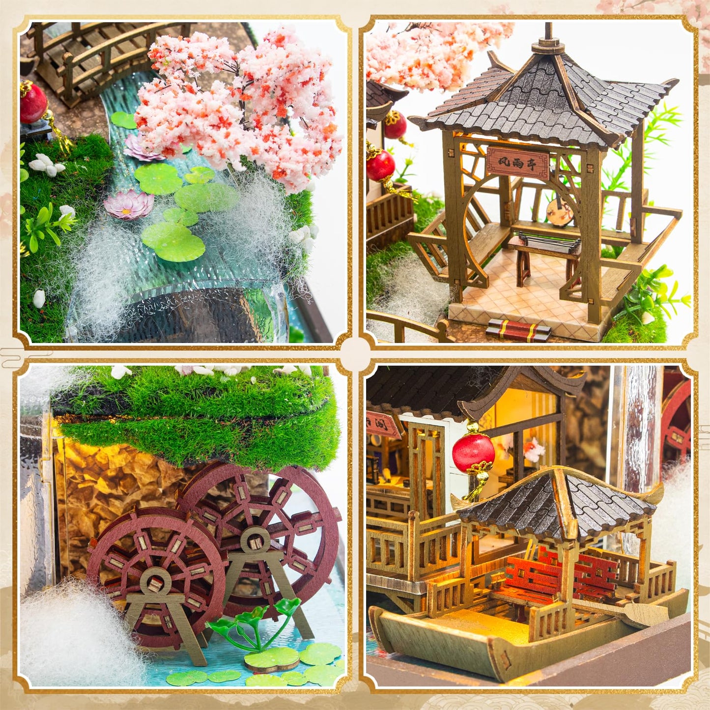 Hallisun DIY Miniature House Kit, Fairyland Tiny 3D Wooden House Making Set for Adults, Dollhouse Bookshelf Decor with Furniture & LED Lights, Christmas Birthday Greenhouse Craft Gift for Friend