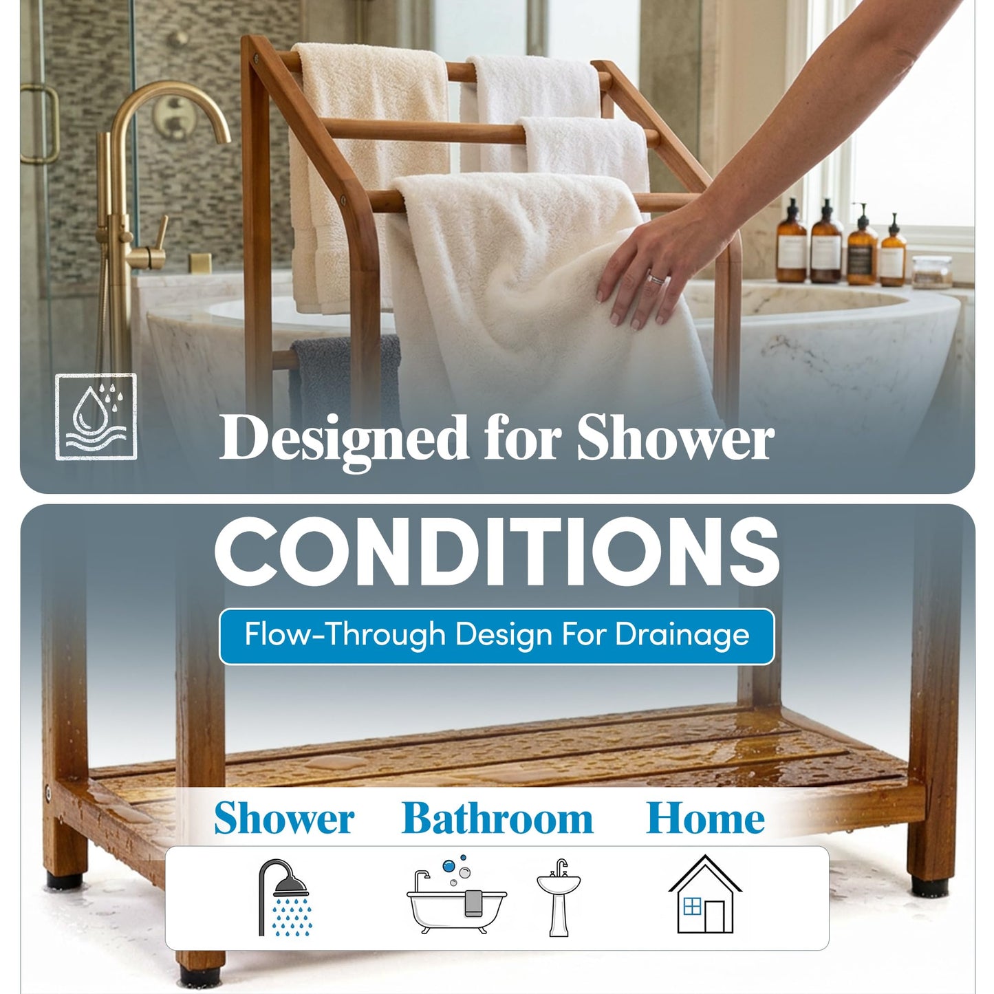 The Original Sula Versatile Teak Towel Rack