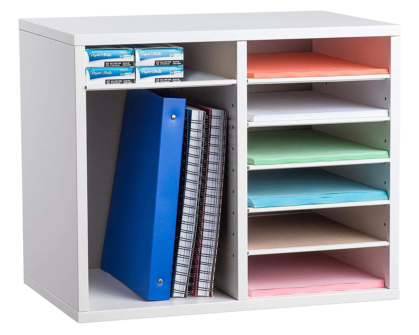 AdirOffice Wooden Literature Organizer Sorter (12 Compartment, White) Wooden Literature Organizer Sorter (16 Compartment, White) Bundle