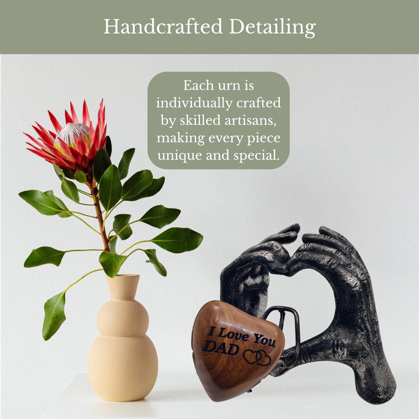 ZAHANAARA Wooden Heart Urn for Ashes|Handcrafted Memorial Box for Funeral |Memorial Gifts, Ashes Keepsake |Aluminum Mini Cremation Urns for Adult Male|I Love You Dad Engraved Tribute|Silver, 3 cu in