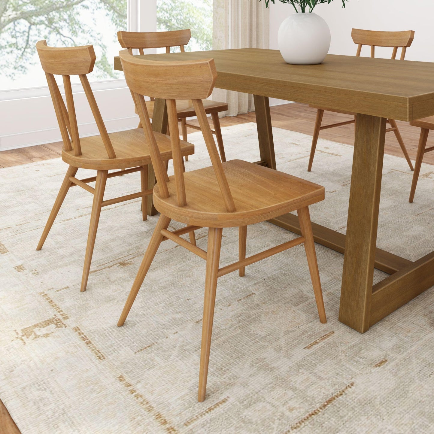 Plank+Beam Classic Farmhouse Chair (2 Pack), Pecan