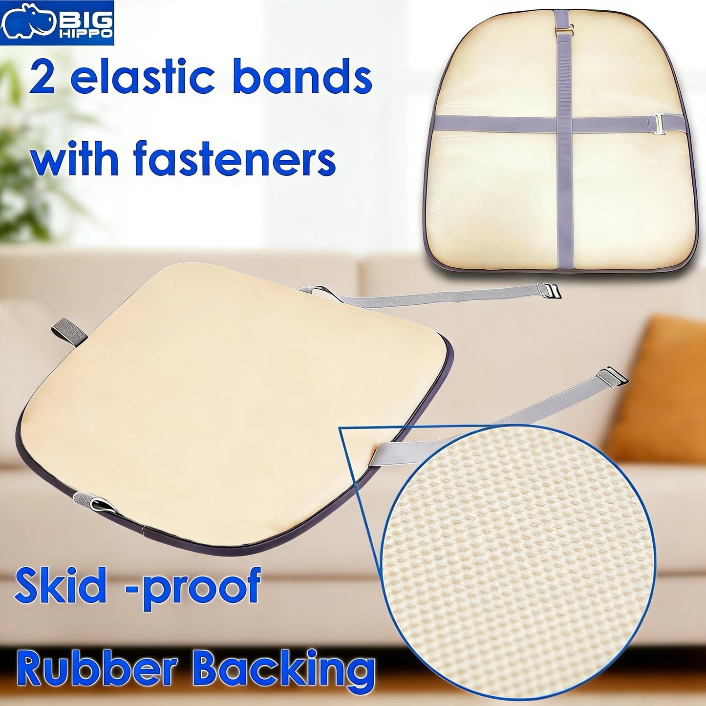 Big Hippo Ergonomic Lumbar Support & Memory Foam Seat Cushion Set - Sciatica & Tailbone Pain Relief for Office, Car & Wooden Dining Chairs - Non-Slip Body Positioner with Breathable Mesh Cover (Brown)