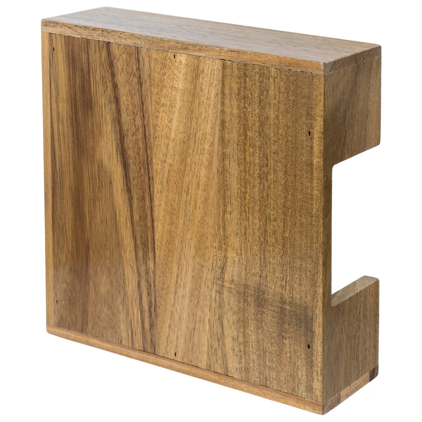 MyGift Premium Acacia Wood Tabletop Napkin Holder – Rustic Square Napkin Dispenser with Decorative Maple Leaf Weighted Arm for Kitchen or Dining Table