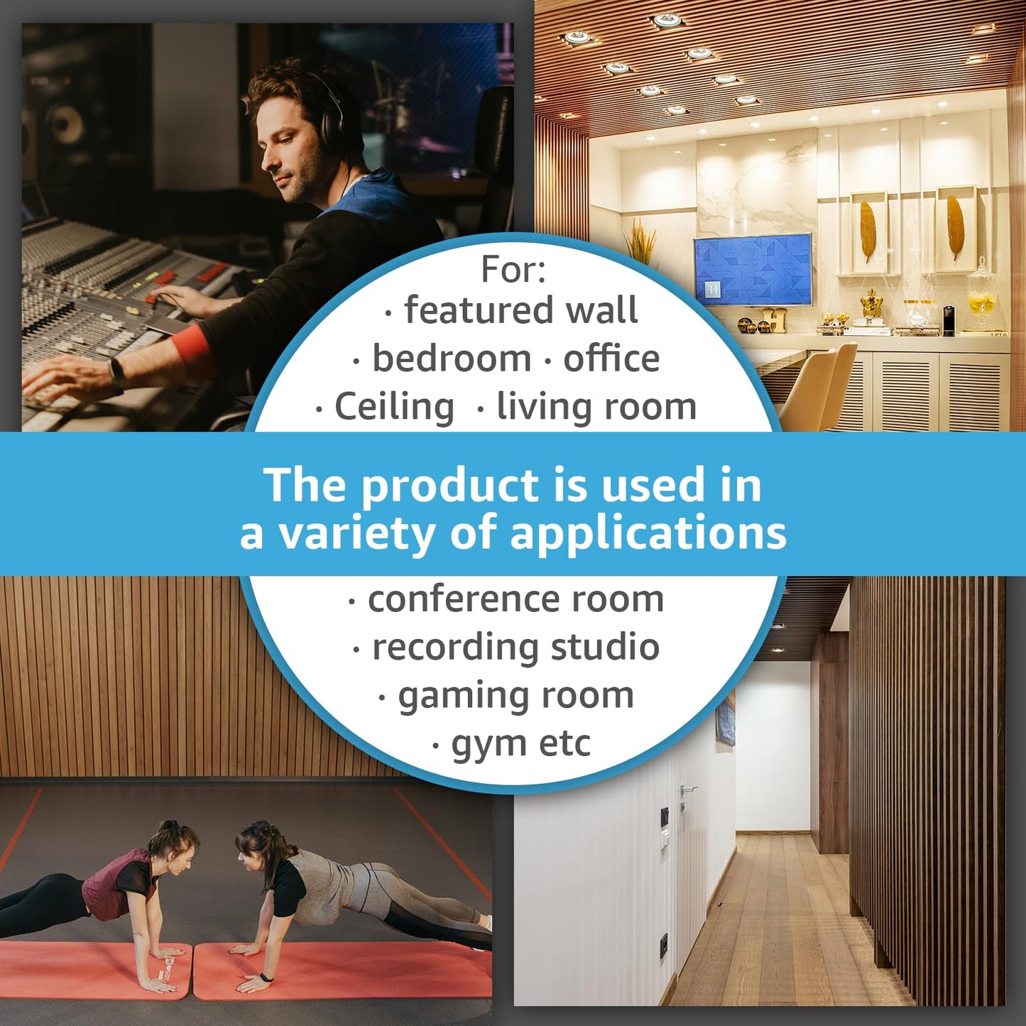 Art3d 2-Pack 108" x 12" Acoustic Wood Panels for Wall, Soundproof Wood Slat Panel for Wall and Ceiling, 3D Fluted Sound Absorbing Paneling for Interior Wall Decor, Living Room, Bedroom - Smoky Oak