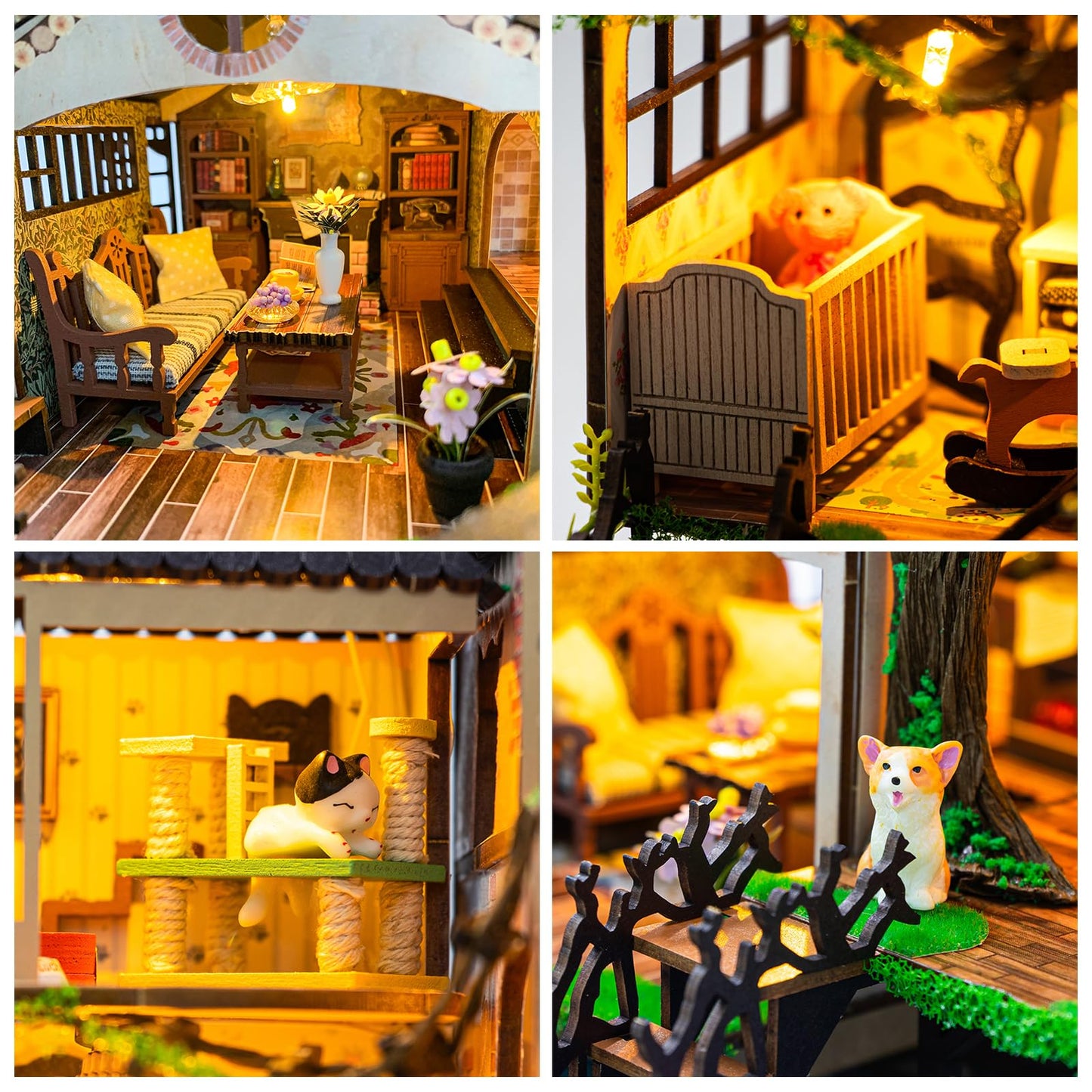 CUTEROOM Miniature House Kits for Adults, Mini Dollhouse Wooden Furniture Kit, DIY Craft Kits Creative Room Tiny House for Decoration-Fairytail Forest