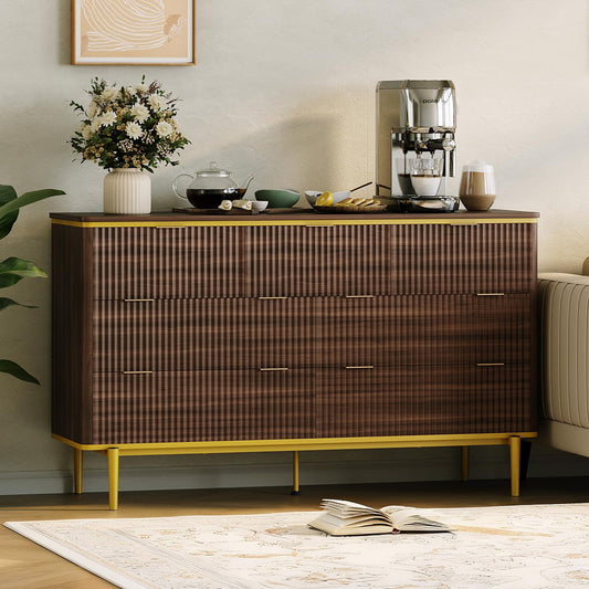 Garvee LED Dresser with Charging Station - Modern 5-Drawer 47" Wide Wooden Chest, Storage Organizer for Bedroom, Nursery, Hallway & Apartments