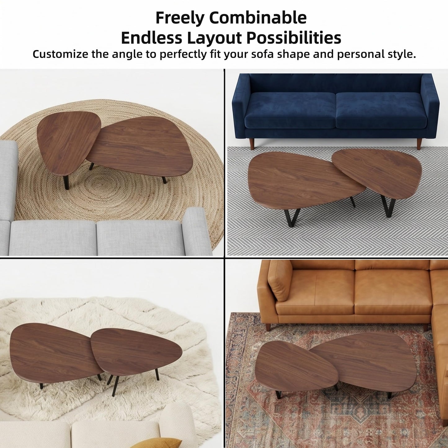 DURISEN Nesting Coffee Table Set of 2-Mid Century Modern Coffee Table