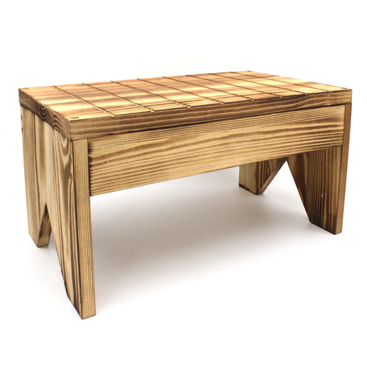 ZNCO Wooden Step Stool, Rustic Pine Wood Kitchen Bedside Stool, Ultra-Sturdy Construction for High Beds, Adult Wood Step Stool, Vintage Firewood Design, Attractive and Easy Assembly