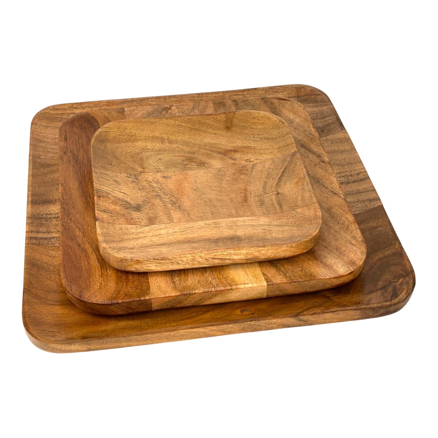 S.B.ARTS Serving Bowl for Home, Kitchen, Fruits, Salads, Chips, Dip/Multipurpose/Hand Made/Natural Mango Wood/Natural Wood (Square (Set of 3))