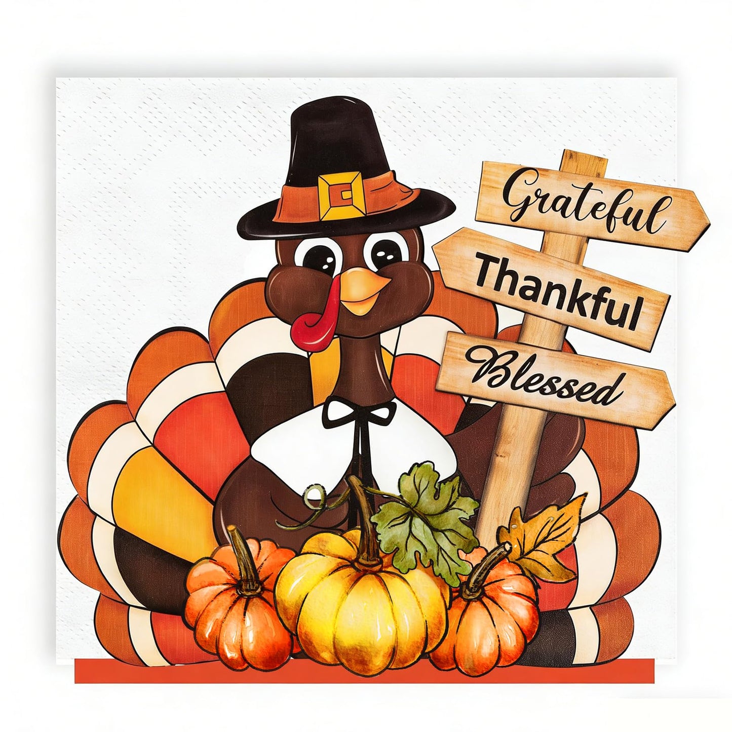 Whaline Fall Wooden Napkin Holder Thanksgiving Kitchen Table Decor Turkey Pumpkin Grateful Thankful Blessed Rustic Tissue Dispenser for Autumn Harvest Farmhouse Kitchen Dining Table Home Party Decor