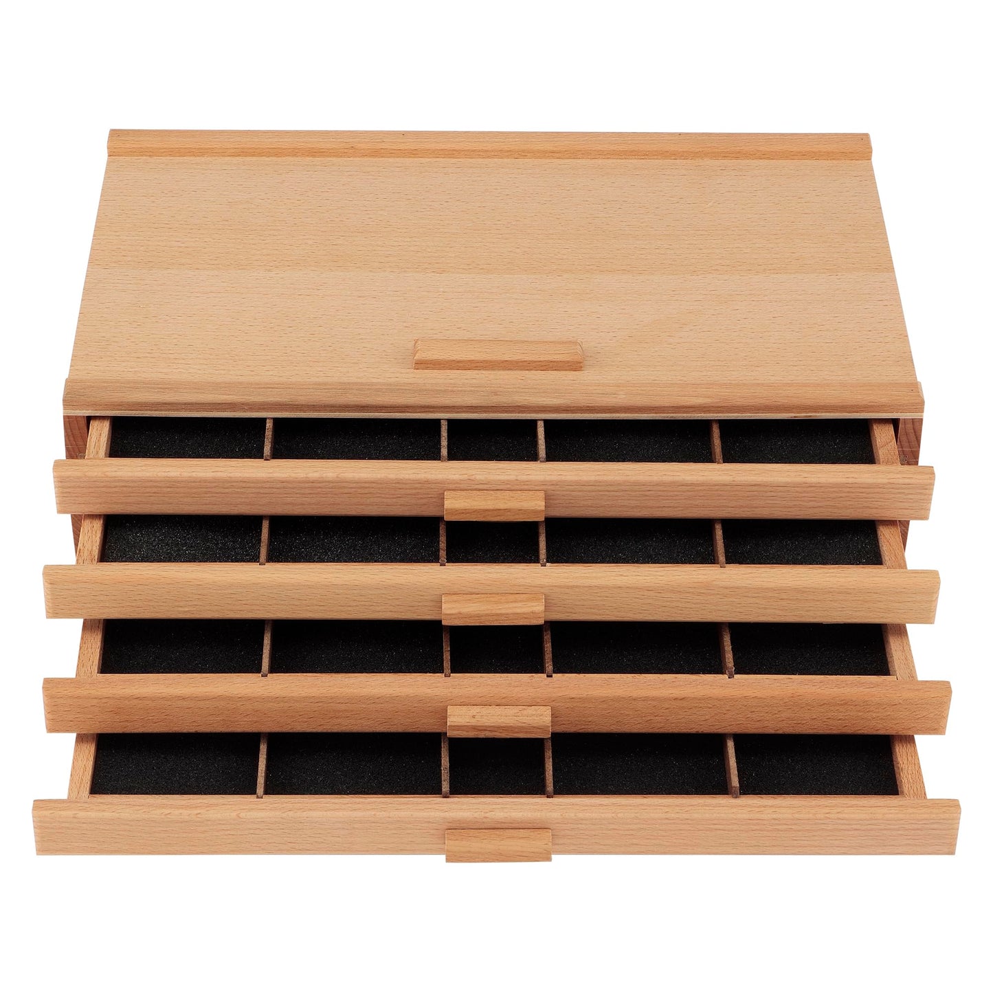 Cezanne Creative Mark Pastel Storage Box, 4-Drawer Wooden Art & Craft Supplies Organizer, Birch Wood, Brown