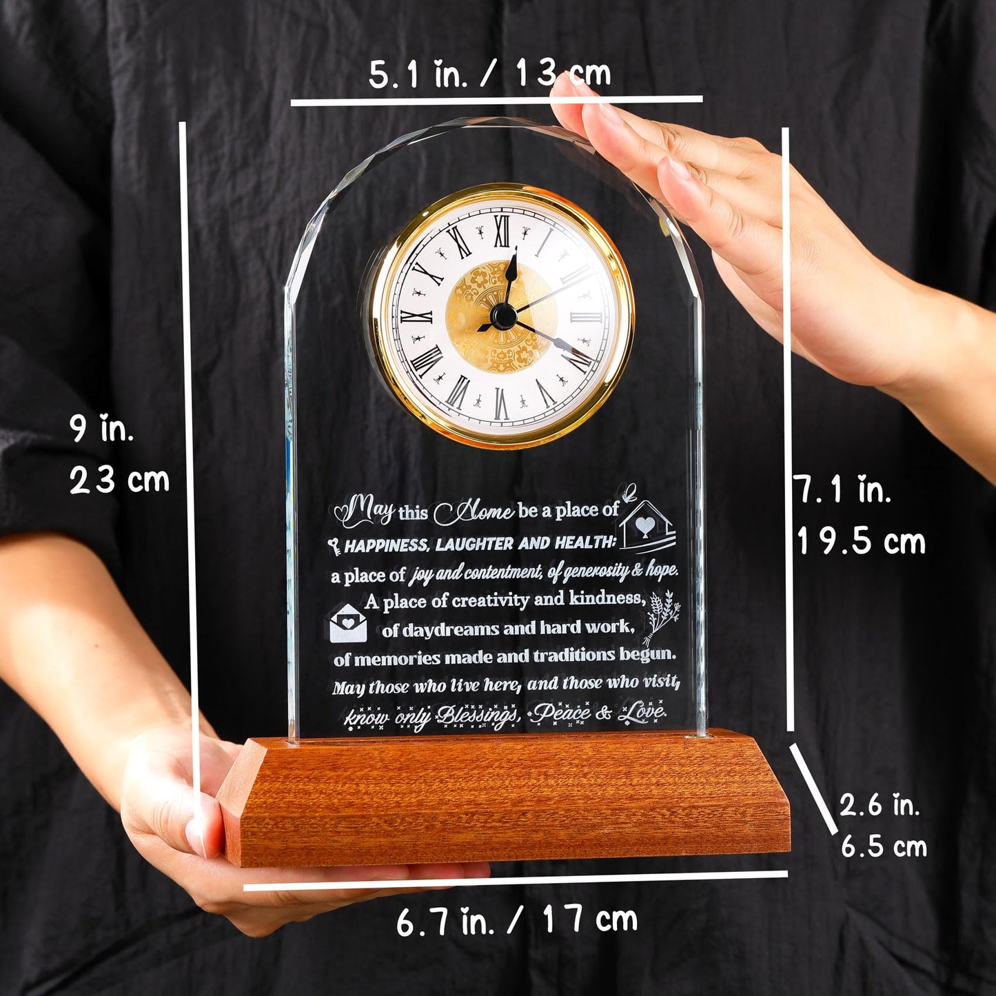 Arikyrist House Warming Gifts Glass Clock with Wooden LED Light Base Unique New Home Gift Ideas for Friends Couples Family Perfect Decor for Kitchen Home Tabletop