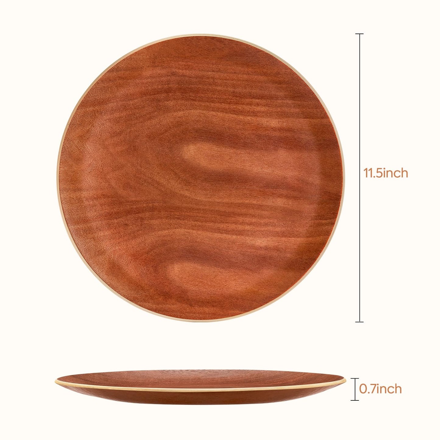Yangbaga Acacia Wood Serving Tray,Round Decorative Tray for Living Room,Modern Coffee Table Tray,Serving Platters for Home Decor,Ottoman,Bed,Kitchen,Bathroom, Breakfast,Bar