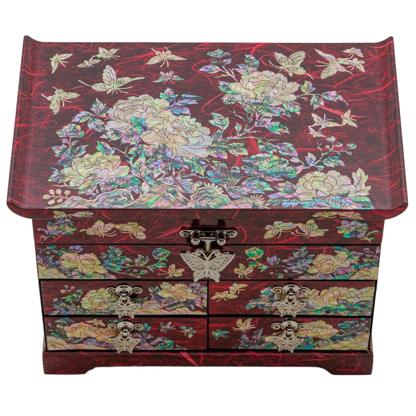 February Mountain Mother of Pearl Wooden Jewelry Organizer Box – Jewelry Storage Box for Women, Features Spacious Drawers, Ideal for Rings, Bracelets, Watches, Chains, Accessories
