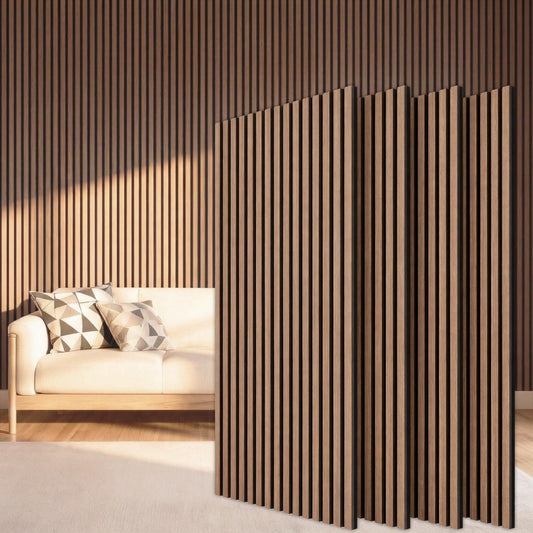 TONOR Wood Slatwall Panels, 4 Pack 47.2" x 23.6"/ 120 x60cm(31ft²) Acoustic Wall Panels, Wood Slat Acoustic Panels for Noise Cancelling and Home Decor, Living Room, Bedroom, Office, Walnut