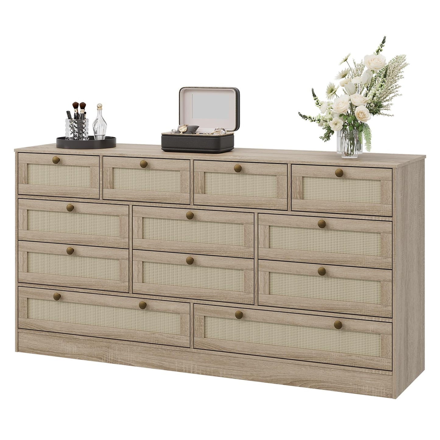 Patikuin 12 Drawer Wood Dressers for Bedroom, Wooden Dressers for Adult Bedroom, Modern TV Stand Dresser for 65 inch TV, 61" Wide Chest of Drawers for Living Room, Closet, Hallway