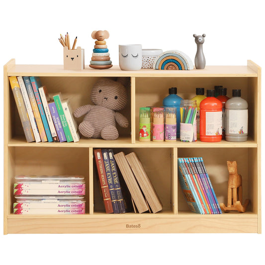 Bateso Toy Storage Organizer for Kids Room, Wooden Kids Bookshelf for Classroom, Cube Storage Organizer for Playroom, 5-Section Montessori Bookshelf & Toy Shelf for Nursery