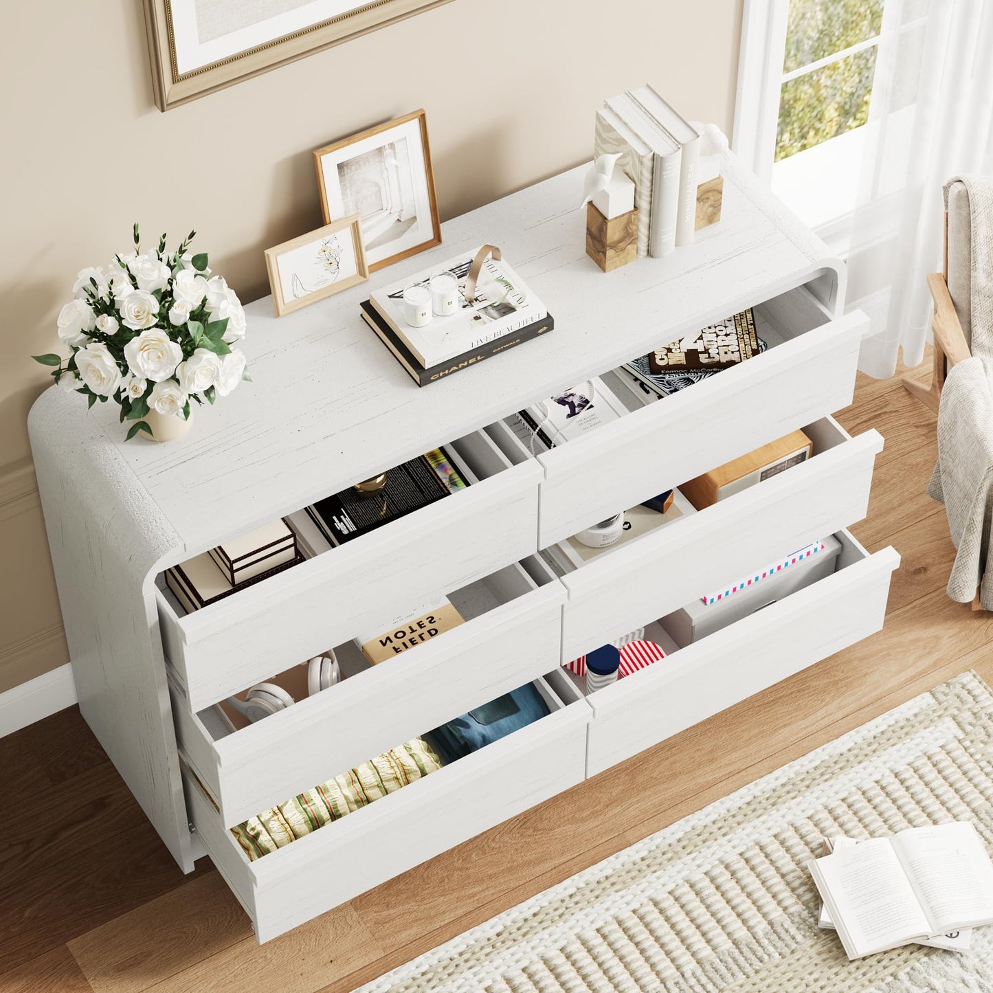 Garvee 6 Drawer Wooden Dresser, W