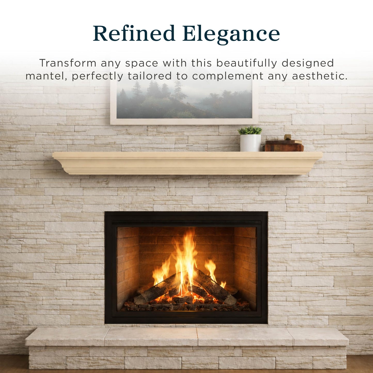 MANTELSDIRECT 60 Inch Floating Fireplace Mantel Wood Shelf in Unfinished - Colton from Mantels Direct | Wooden Rustic Wall Shelf Perfect for Décor and Electric Fireplaces