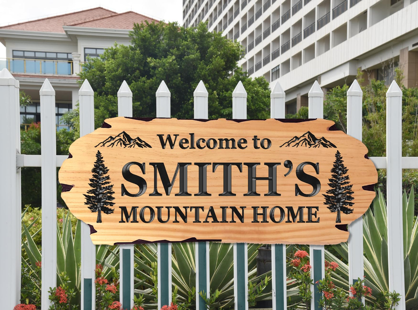 Personalized Cabin Sign - Rustic Wood Welcome Sign for Outdoor, Home Wall Decor,Farmhouse Decor, Custom Backyard Sign,Carved wood sign.3D Carving Wood Sign.