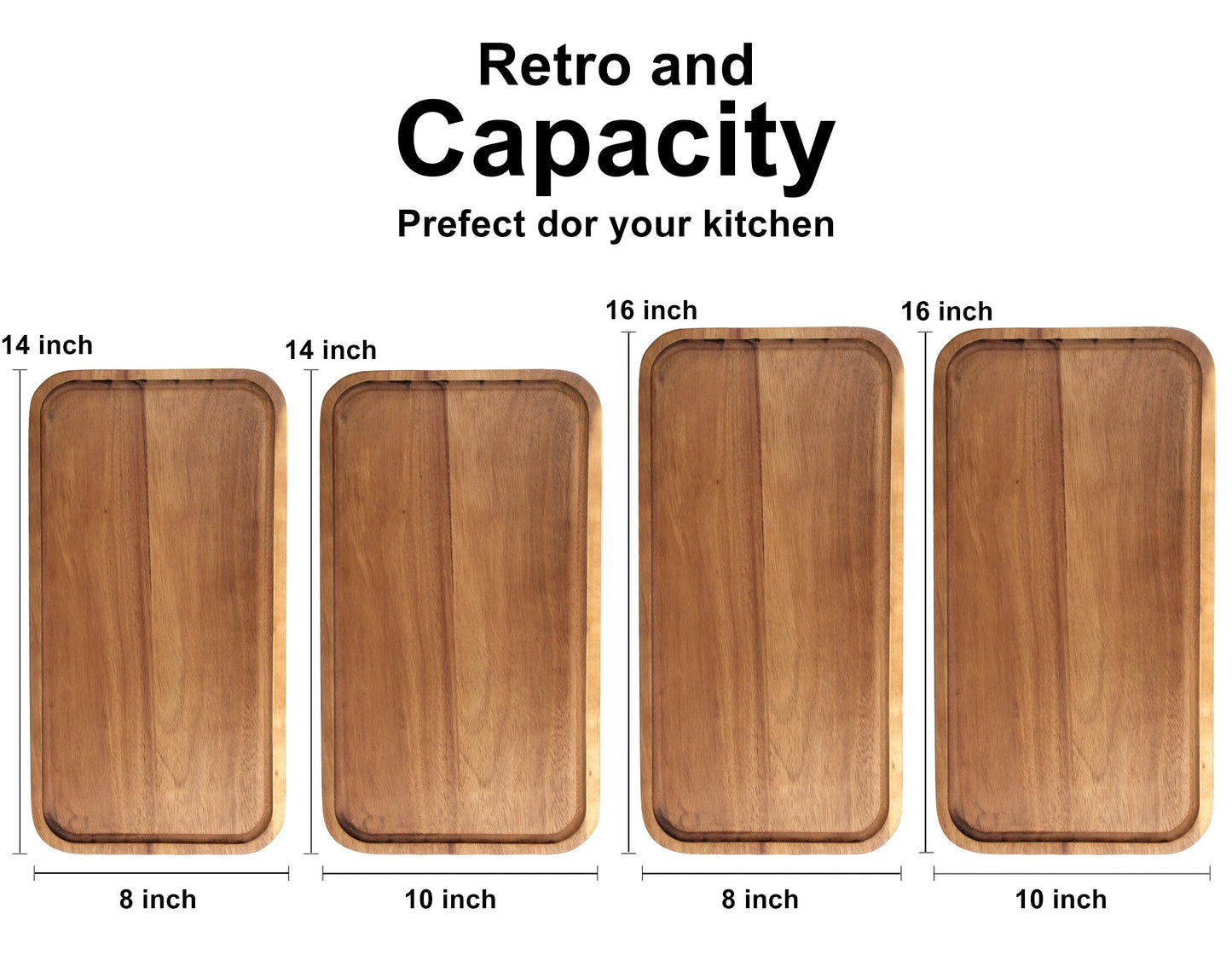 Large Wooden Serving Trays Long Party Charcuterie Boards Acacia Wood Platters Serving Cheese Board Rectangular Appetizer Snack Plates Rectangle Kitchen Dinner Platter for Food Dish Cake Dessert Tray