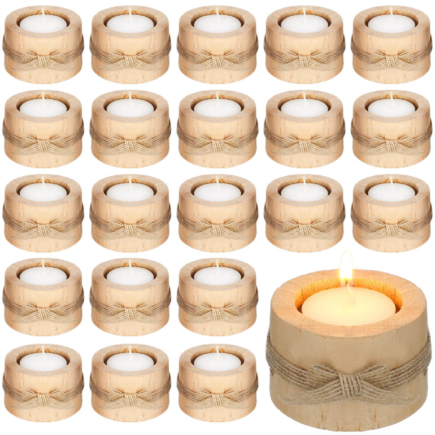Ctosree Rustic Wedding Favors for Guests Bulk Wooden Tea Lights Candle Holder Handmade Votive Candles for Farmhouse Wedding Baby Shower Favors Party Table Centerpieces Birthday Decoration(50 Pcs)