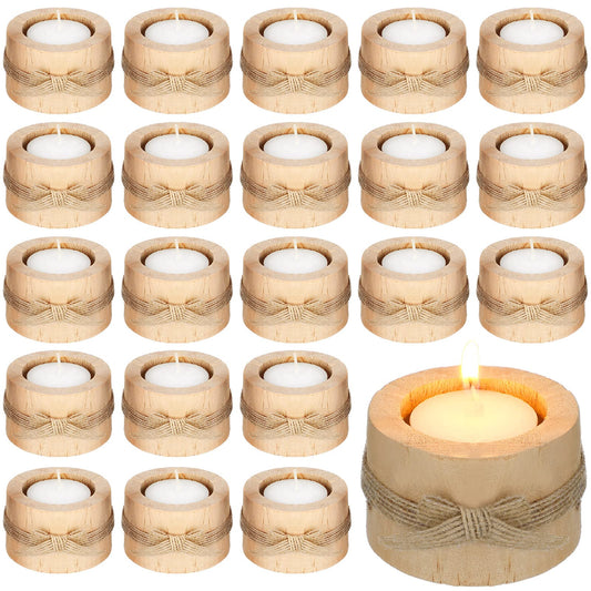 Ctosree Rustic Wedding Favors for Guests Bulk Wooden Tea Lights Candle Holder Handmade Votive Candles for Farmhouse Wedding Baby Shower Favors Party Table Centerpieces Birthday Decoration(50 Pcs)
