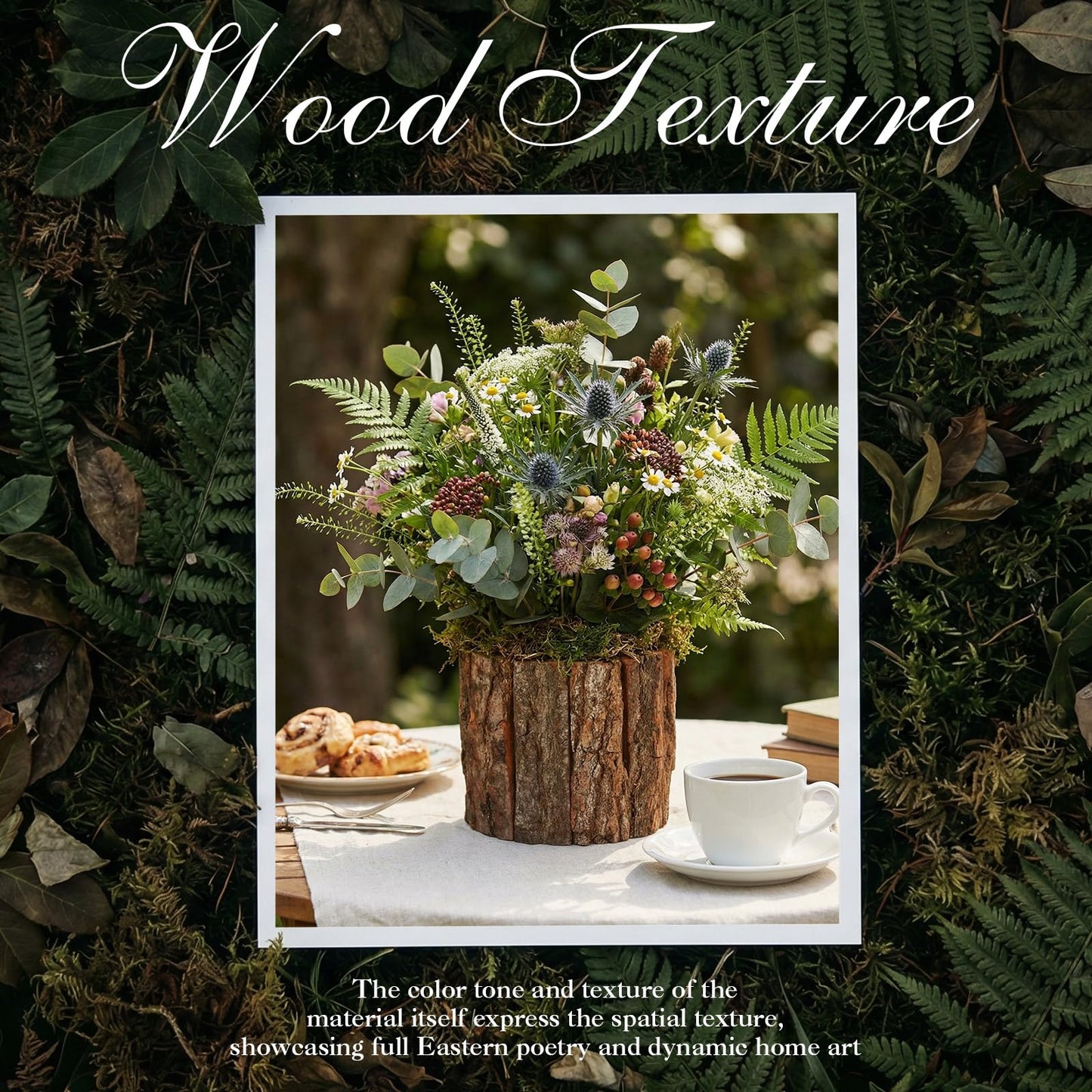 RimCereal 12 Set Wooden Vase for Centerpieces Wedding Flower Table Centerpieces Decor Rustic Bark Stump Bucket Farmhouse Wood Planter Pot for Woodland Party Window Home (Flower Foam,Medium)