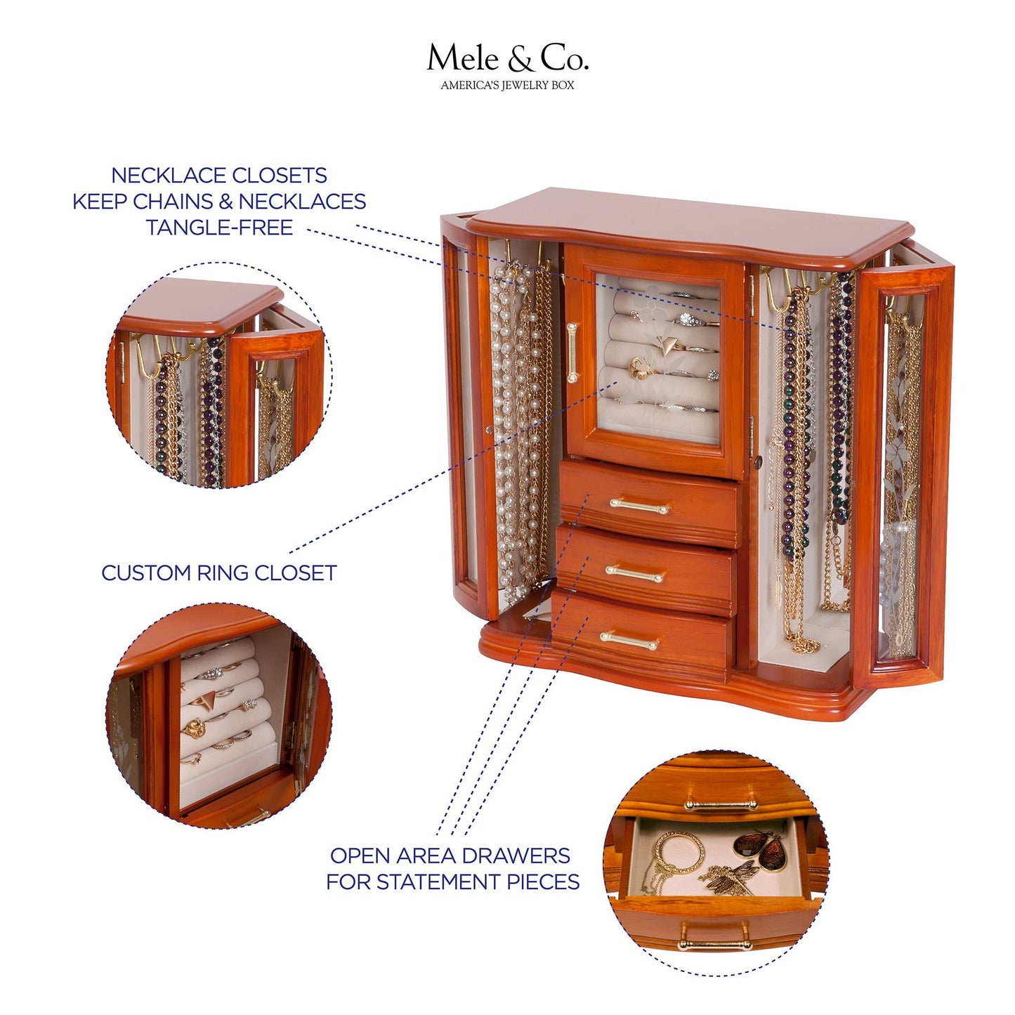 Mele and Co Richmond Wooden Jewelry Box