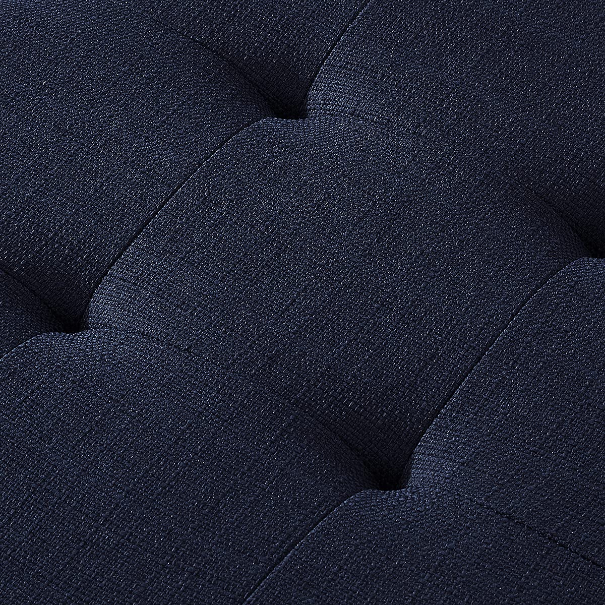 24KF Large Rectangular Upholstered Tufted Linen Fabric Ottoman Bench, Padded Bench with Solid Wood Shelf-Navy Blue