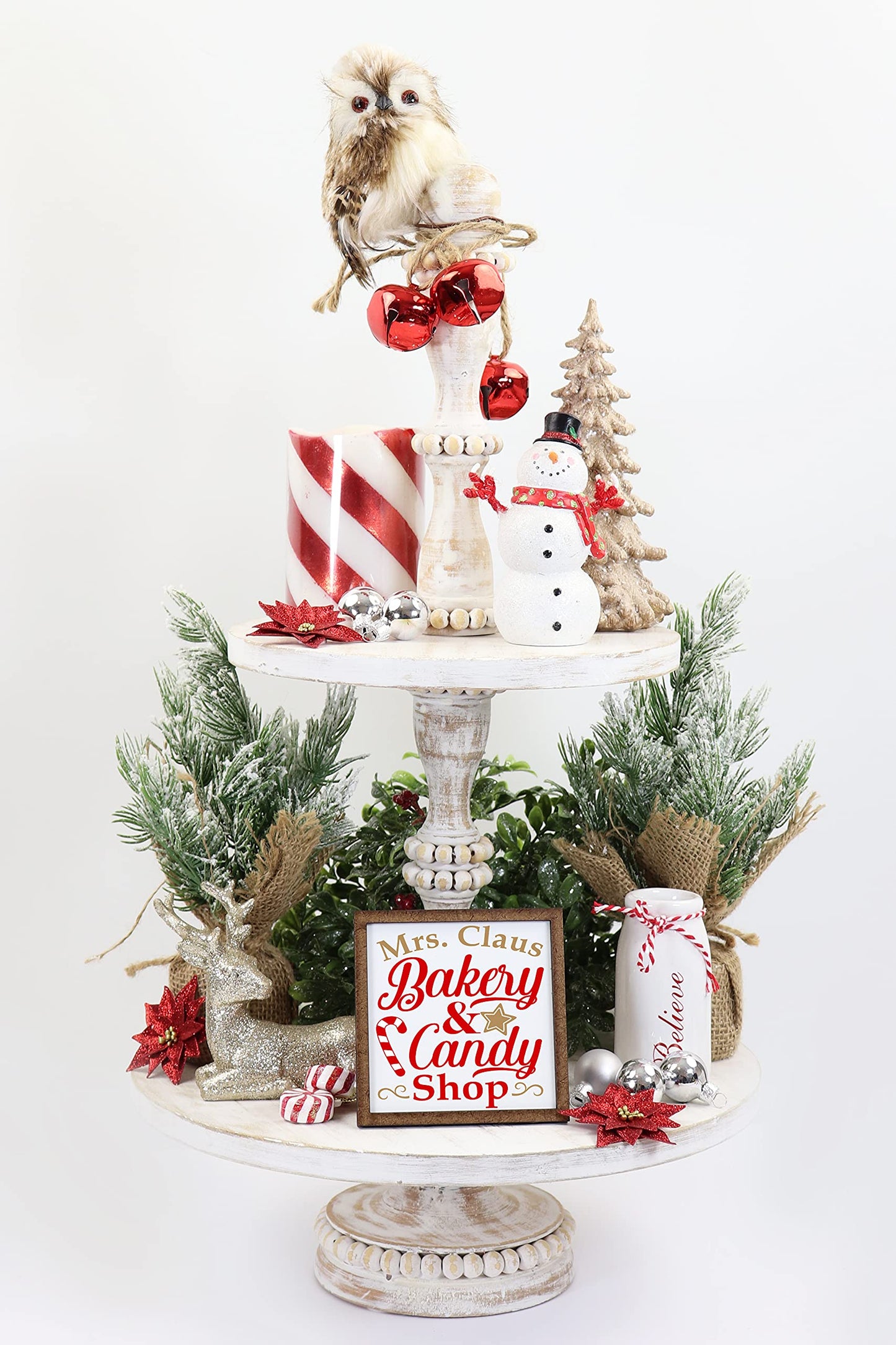 Mrs. Claus Bakery & Candy Shop Sign - Tier Tray Sign - Mini Wooden Sign - Christmas Sign - Wood Sign - Shelf Sitter - Home Decor (6" x 6")